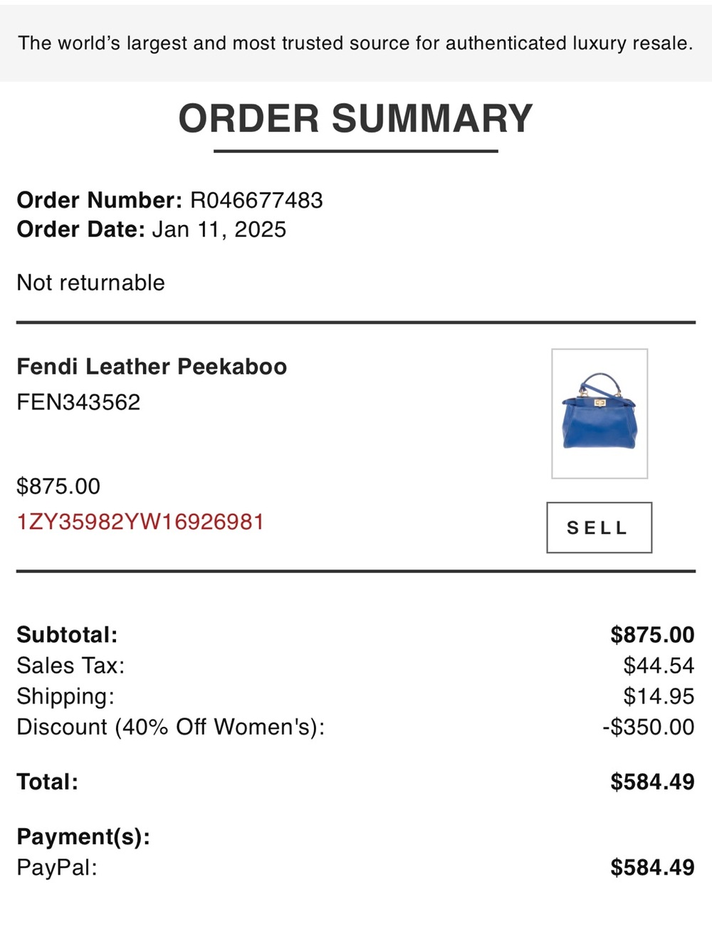 Authentic Fendi Peekaboo small - Picture 4 of 16